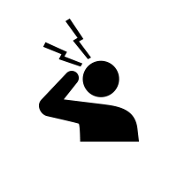 Vector image of a stick figure with a headache.