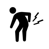 Vector image of a stick figure with low back pain.
